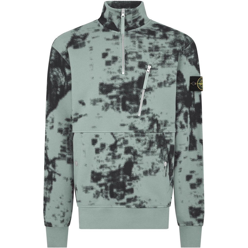 Stone Island Camouflagequarterzip Sweatshirt - Grig Verd V0066